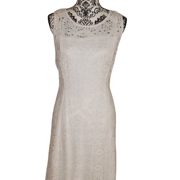 Apt. 9 Dresses & Skirts - SALE Apt 9 Women’s White Lace Crochet Sleeveless Fit & Flare Midi Dress L EUC